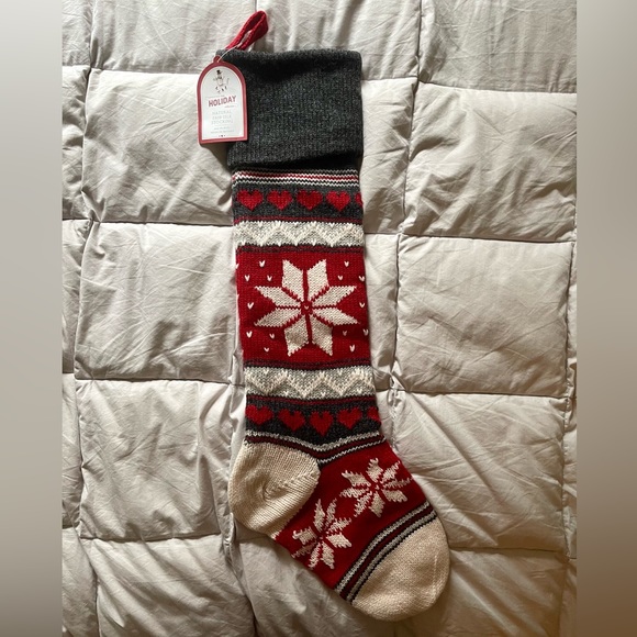 Natural Fair Isle Christmas Stocking Snowflake - Picture 2 of 11